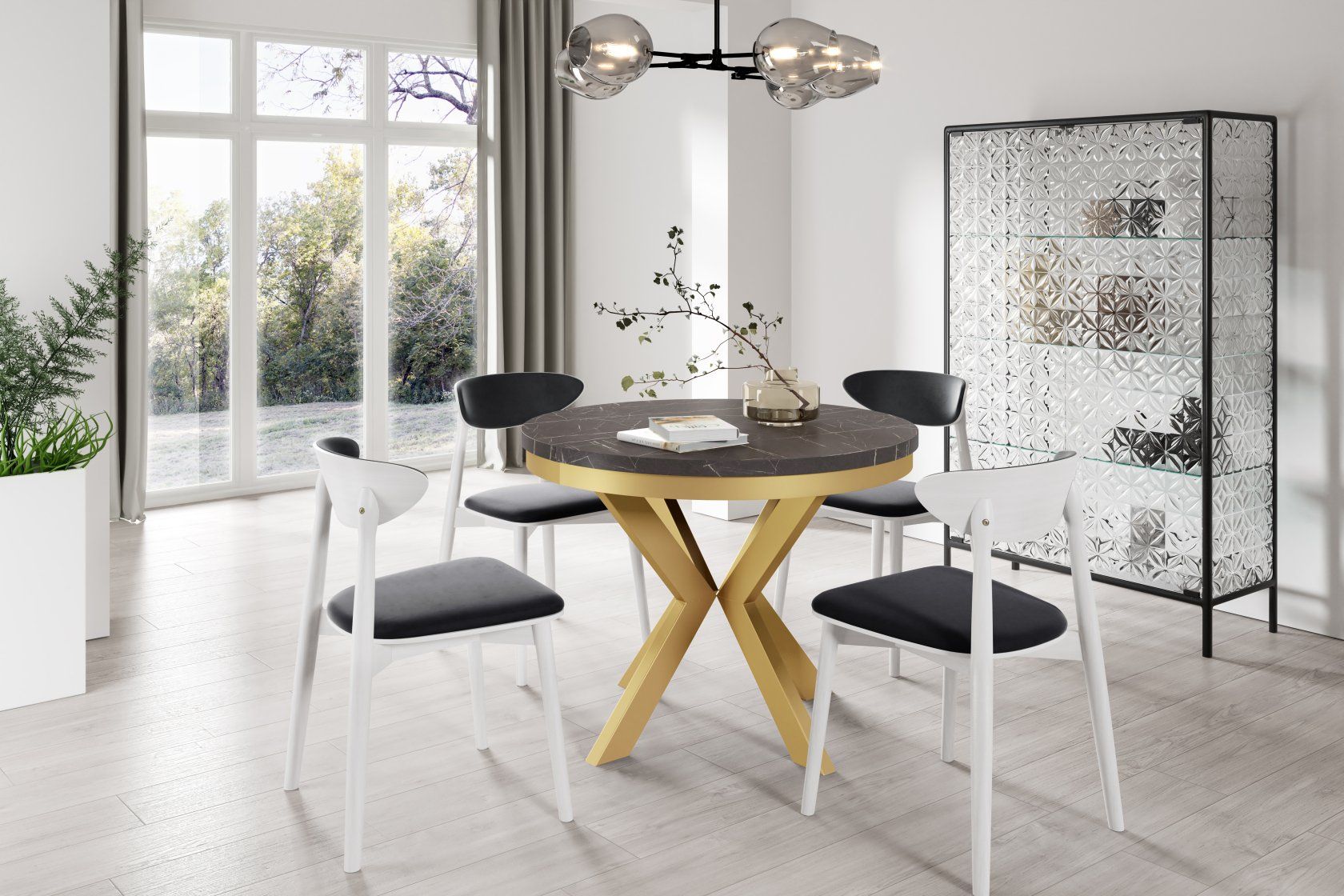 Stół EDDER 100 z obręczą złoty Stół EDDER 100 z obręczą złoty - obrazek 1