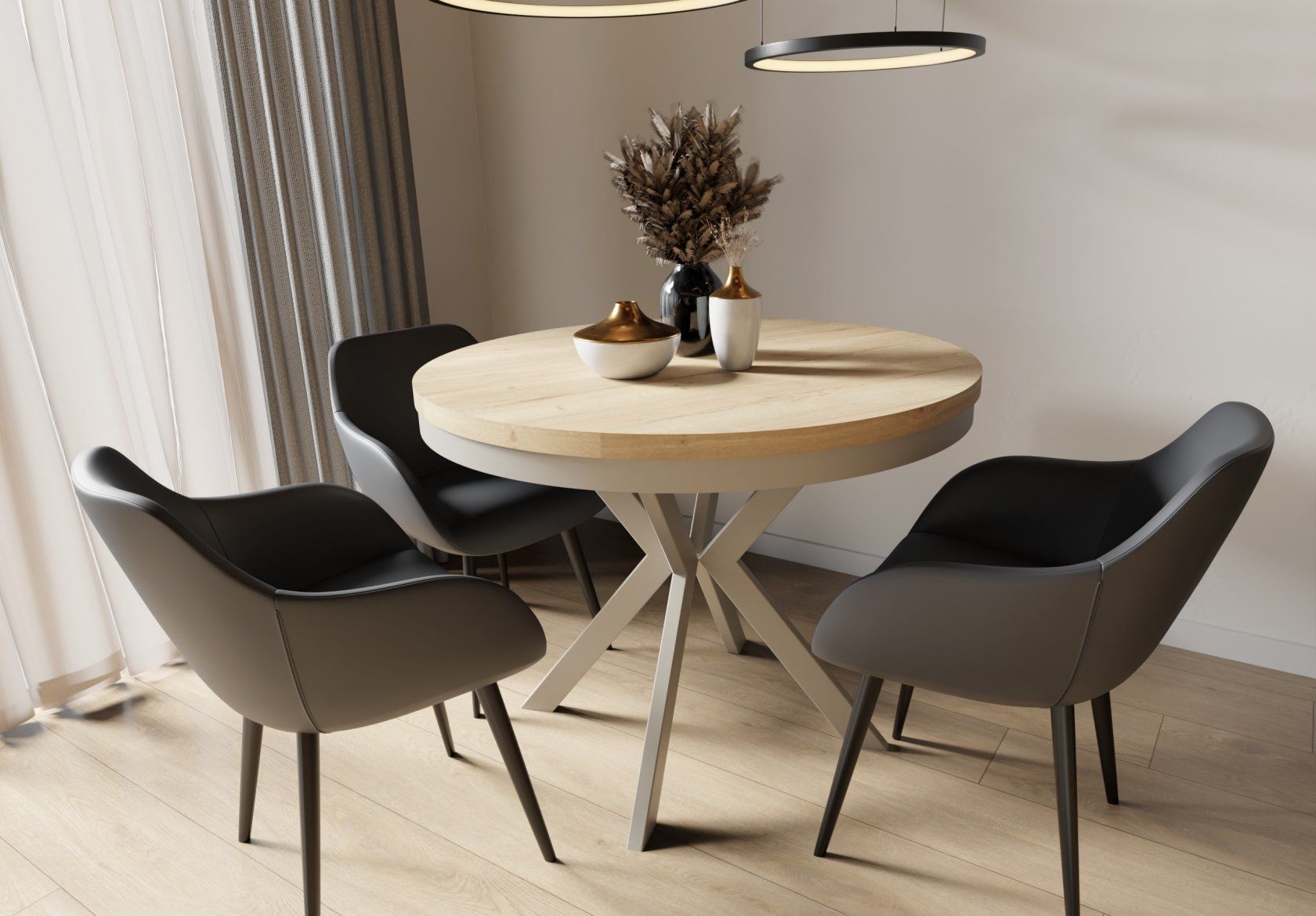 Stół EDDER 120 z obręczą -stelaż kaszmirowy Stół EDDER 120 z obręczą -stelaż kaszmirowy - obrazek 1